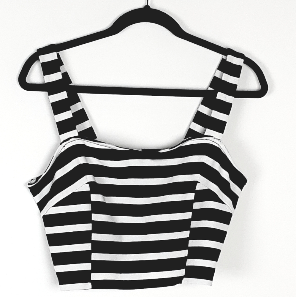 Express Black & White Large Striped Crop Top |NWT